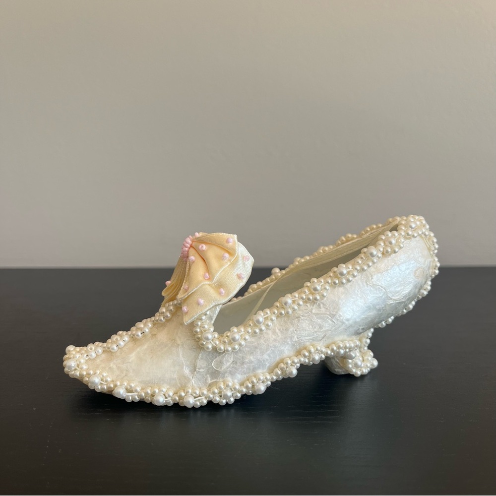 Wedding Bridal Shoe Ivory Ornament Beaded Embellished Christmas
